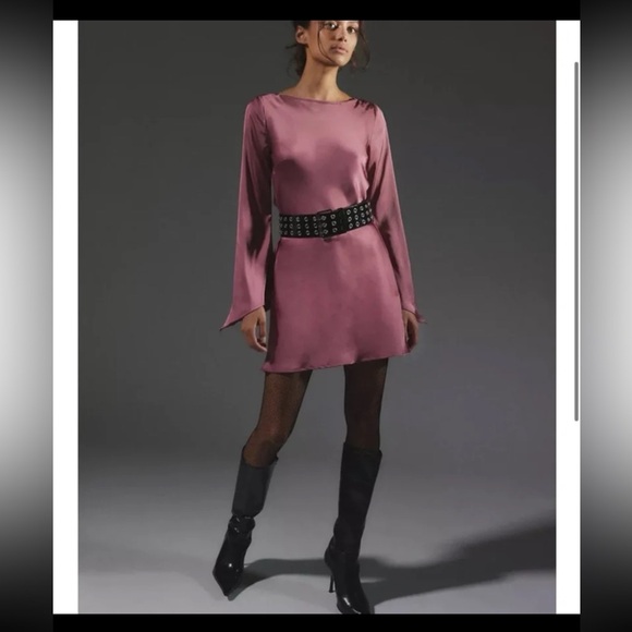 NWT Urban Outfitters Kiss The Sky Satin Long Sleeve Mini Dress 
Size Large - Picture 2 of 12
